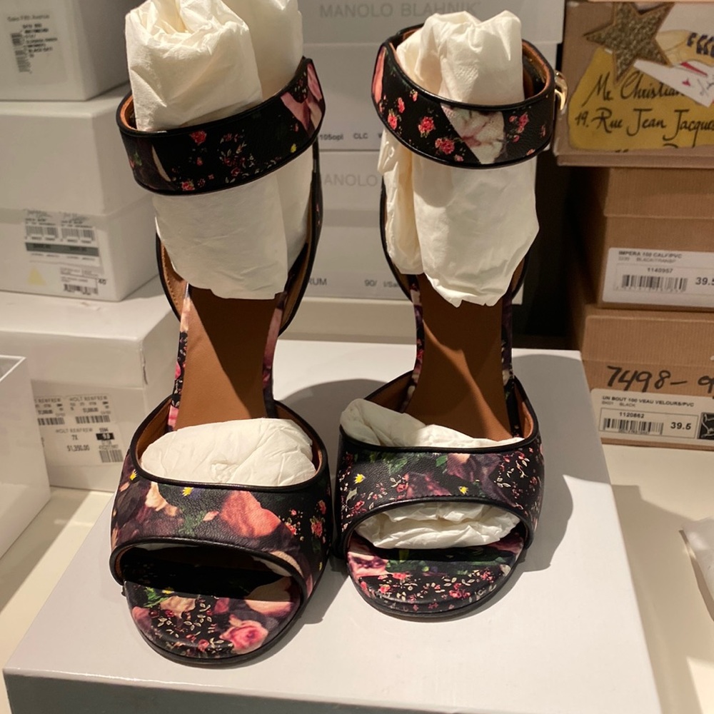 Givenchy floral camouflage print heels with shark lock size 40
